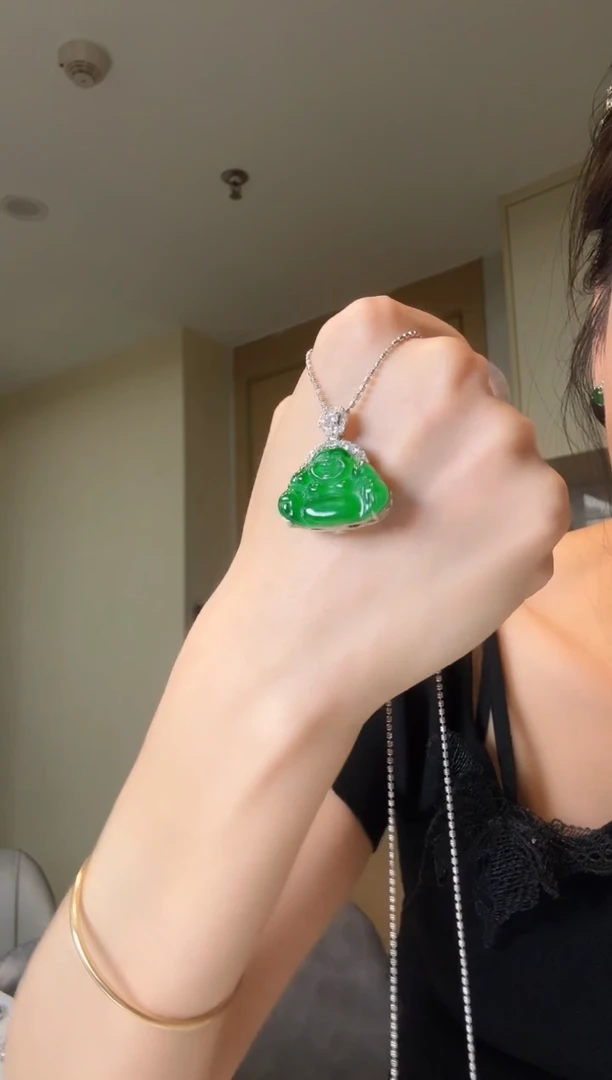翡翠银S925镶嵌吊坠(不含链)天然翡翠吊坠