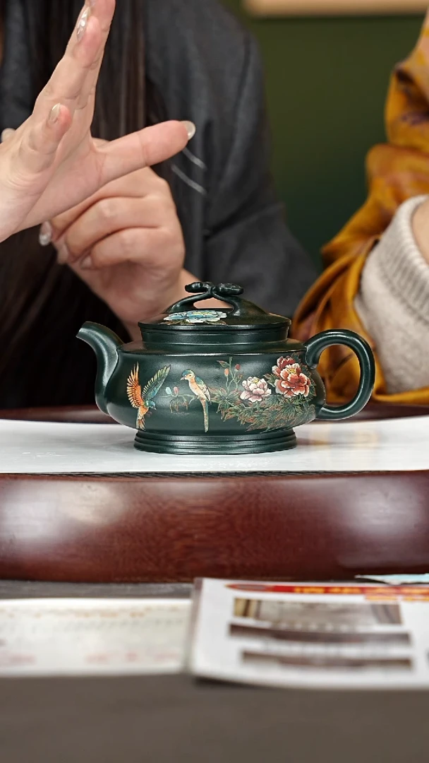 茶壶紫砂64YJY如意 老绿泥260cc