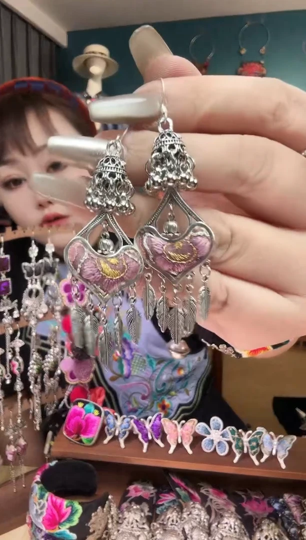 刺绣纯手工民族风刺绣耳环