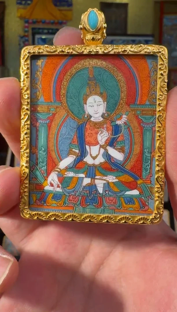 吊坠新年福利纯手绘唐卡藏卡白度母