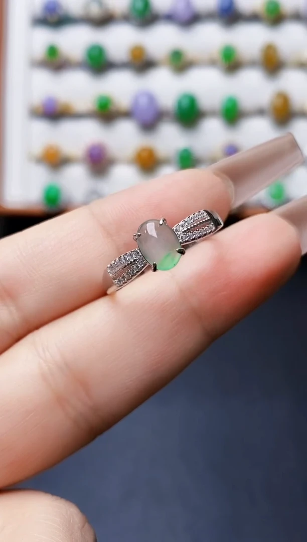 银S925镶嵌戒指翡翠5337