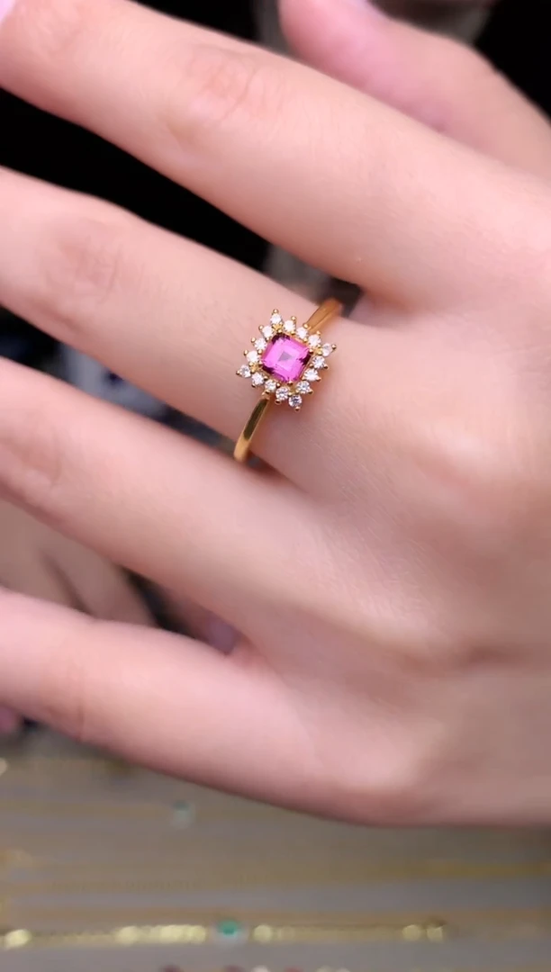 【闪购商品】石榴石戒指银S925镶嵌戒指