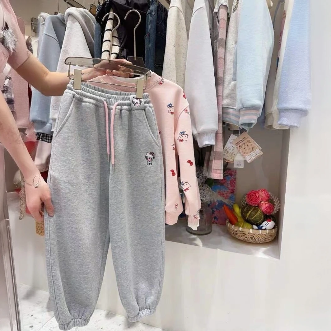 冬款韩版爱心凯蒂刺绣加绒女童束脚裤 F351 351 H