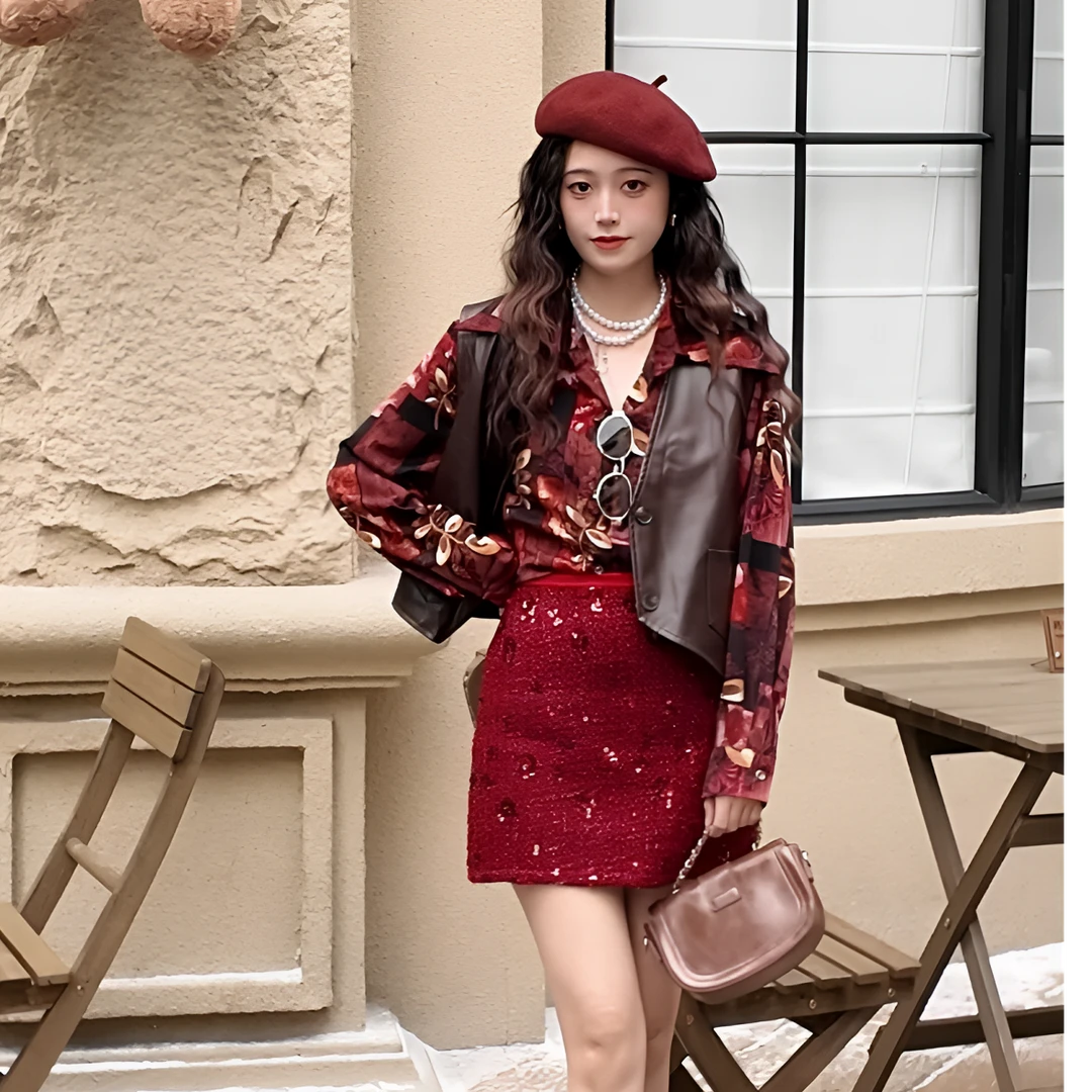 （春秋冬）港风衬衫女装印花长袖衬衣韩版ins宽松休闲开衫外套