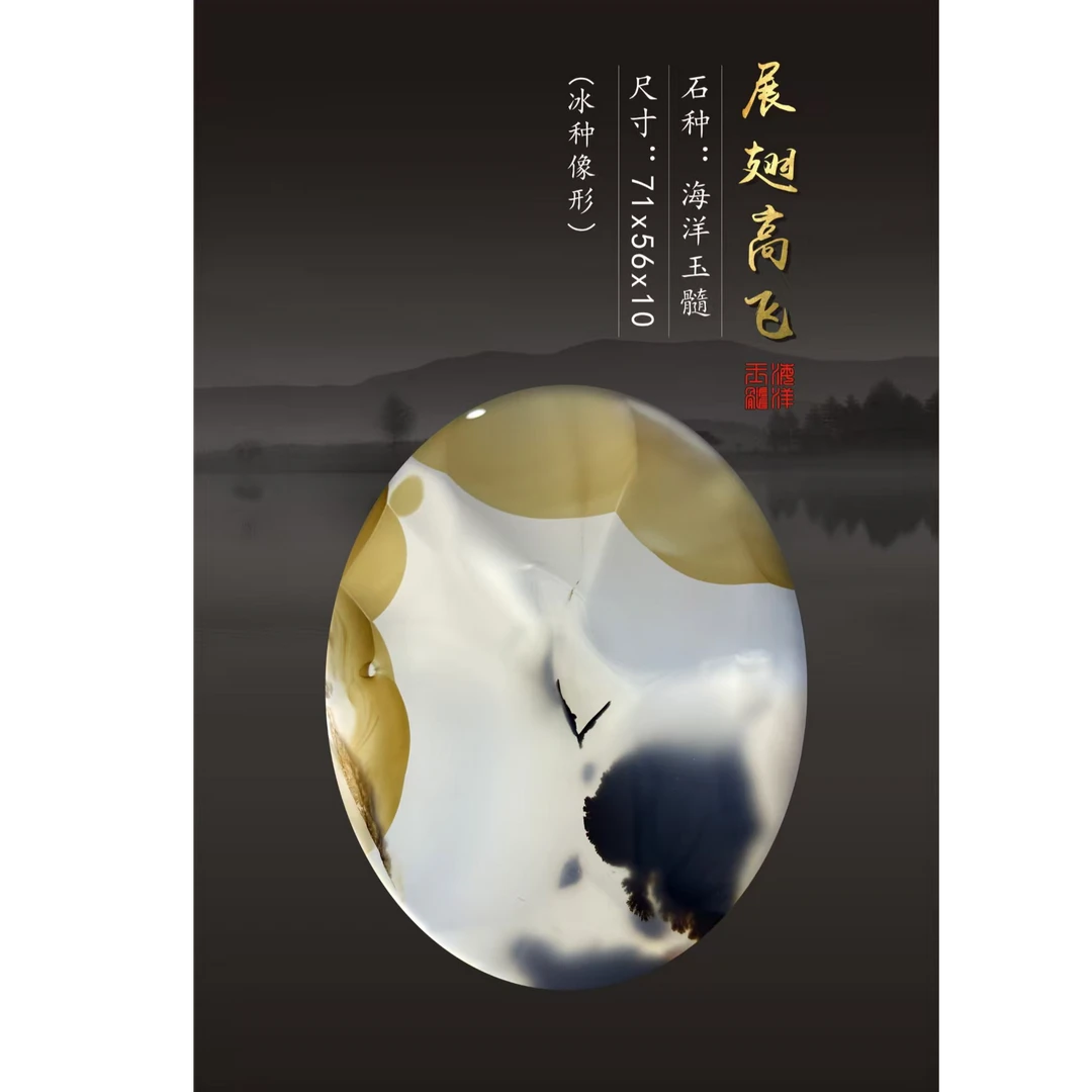 海洋玉髓--展翅高飞--摆件（高冰种）尺寸：71x56x10mm