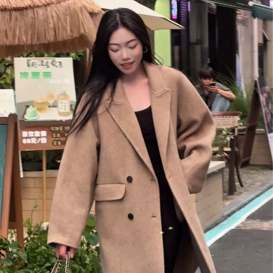 【齐齐专属】双面羊毛大衣包包两件套中长款气质百搭显瘦宽松秋冬