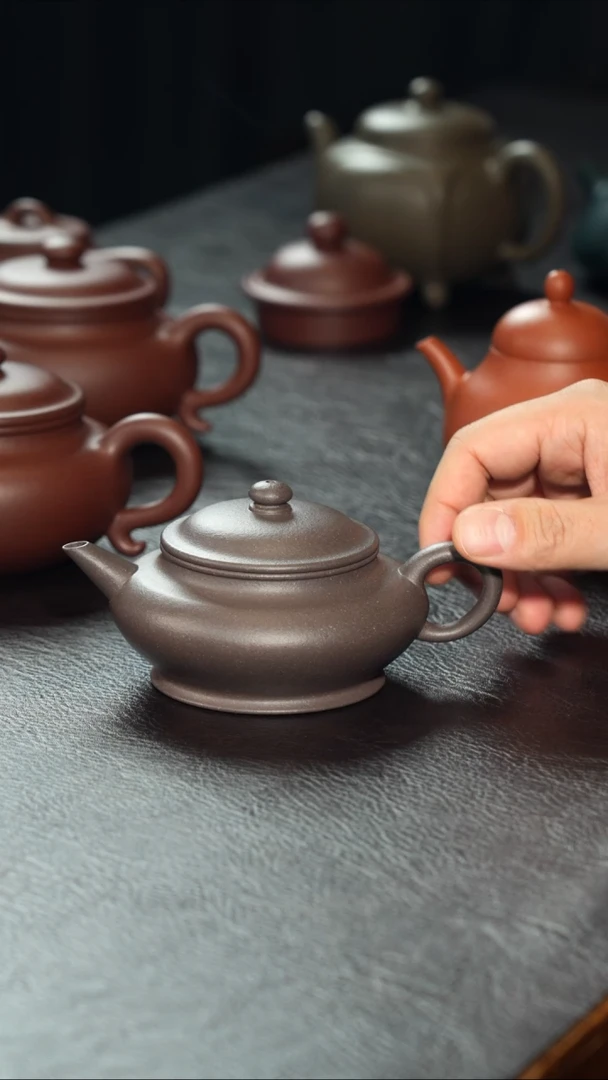 茶壶紫砂半手清灰紫泥明式合欢壶
