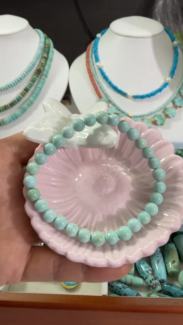 未镶嵌绿松石珠宝奇石6.7mm圆珠手串