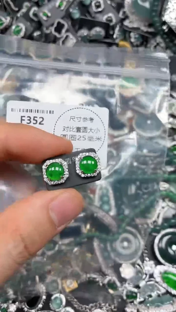颈饰未镶嵌翡翠F352耳钉