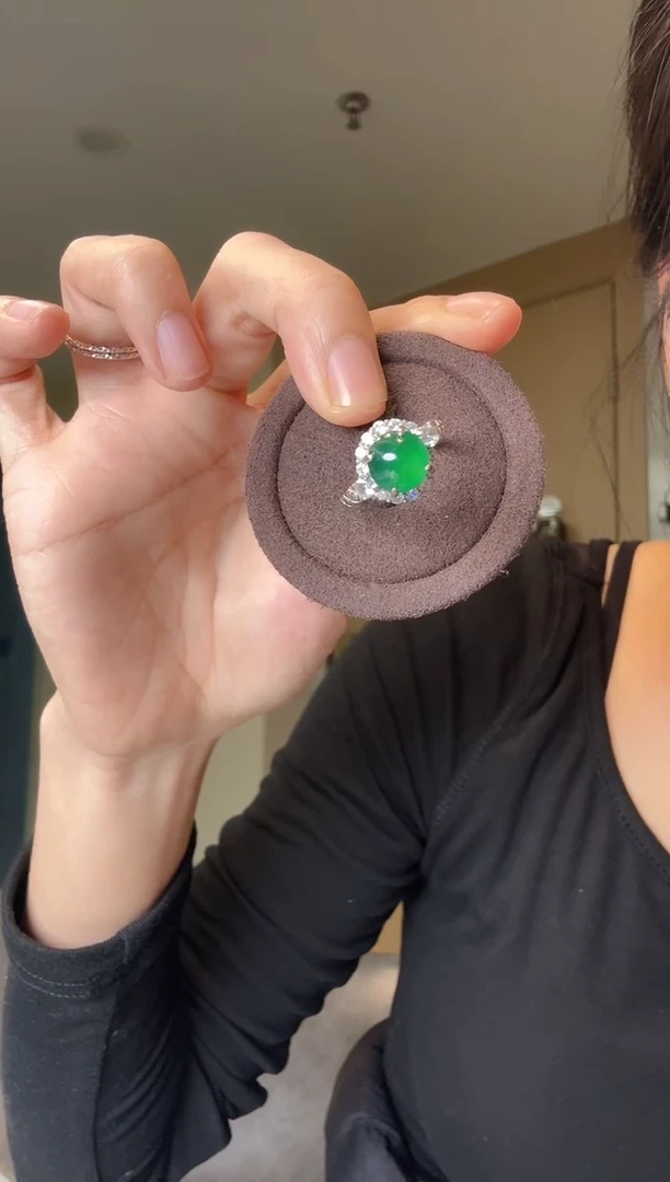 【闪购商品】翡翠戒指银S925镶嵌天然翡翠戒指