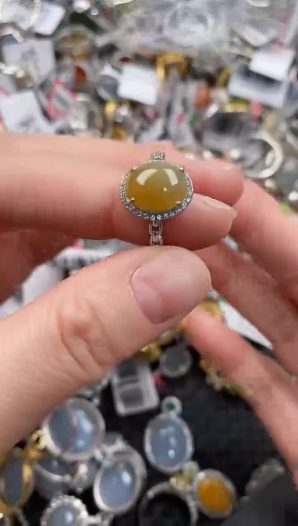 银S925镶嵌戒指翡翠222   1Q