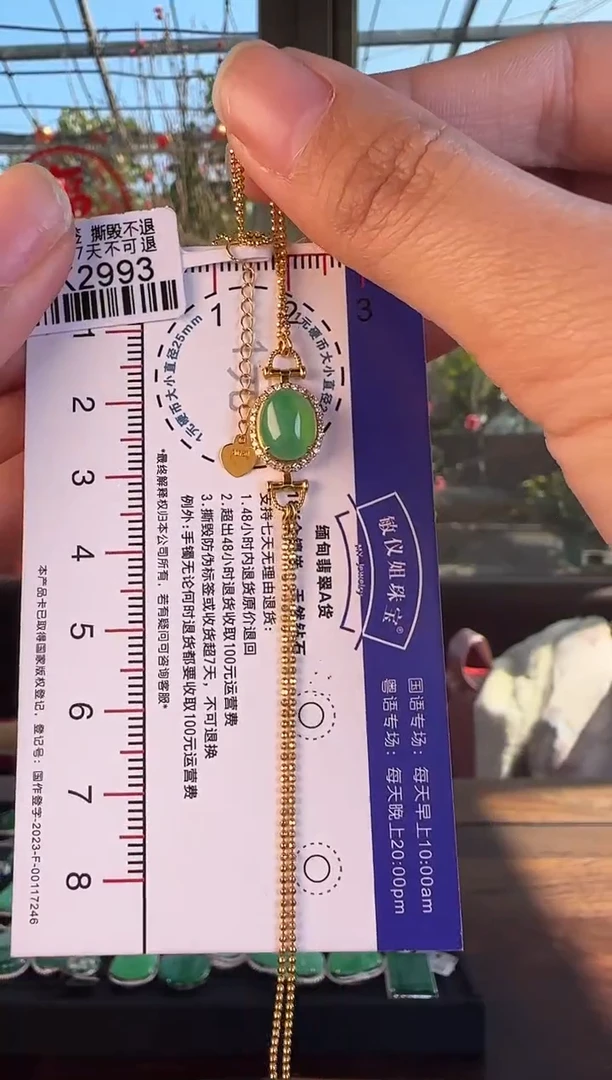 【闪购商品】翡翠手链18K金镶嵌DK2993冰绿蛋面手链