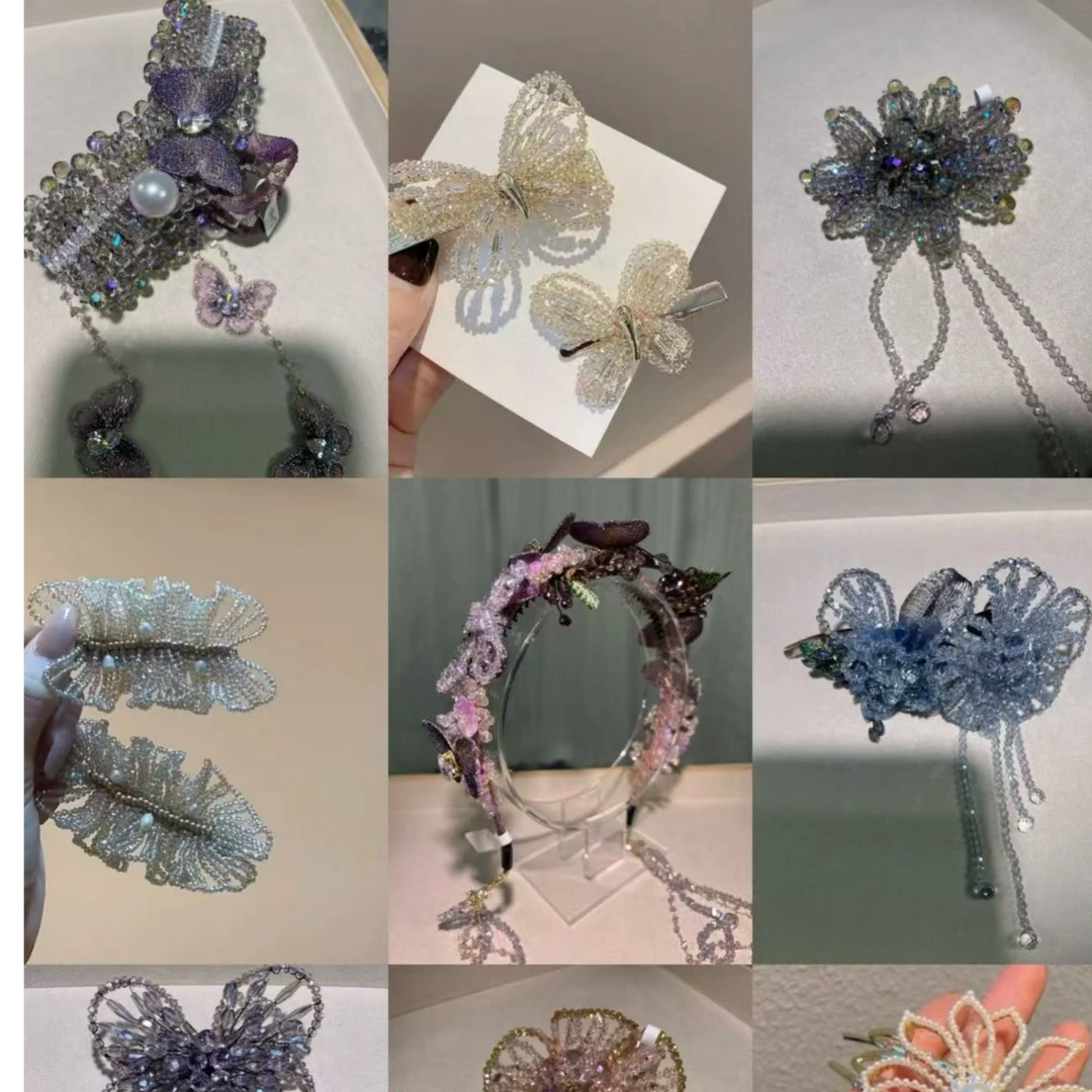 新中式水晶流苏发饰超仙高级重工百搭轻奢头饰