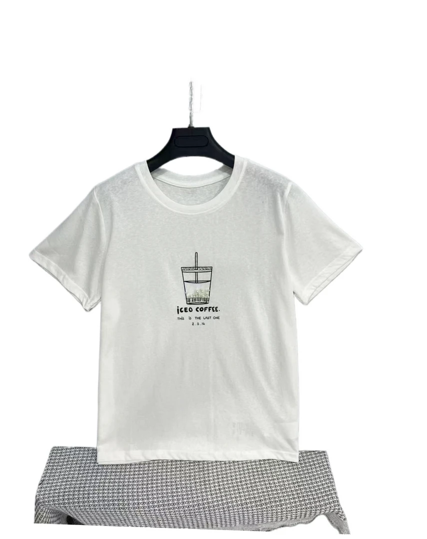 2800  饮料图  字母  简约  圆领  休闲  T恤