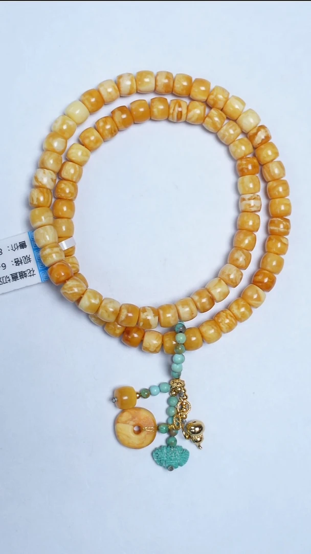 手链蜜蜡未镶嵌花蜡直切双圈6mm