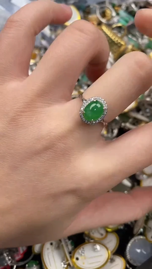 银S925镶嵌戒指翡翠10                  4