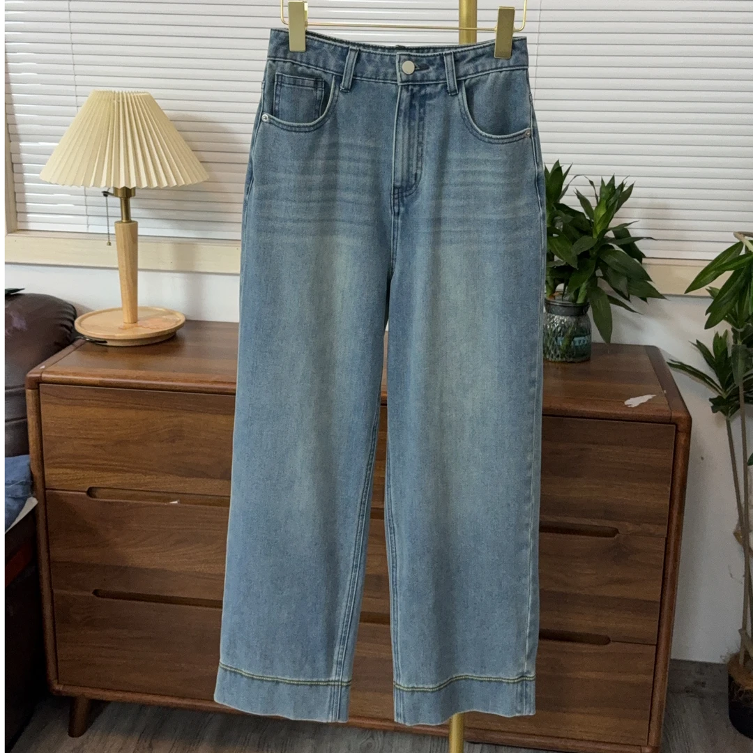 【原歌2】夏季新款高腰显瘦休闲宽松直筒九分牛仔裤女YG736