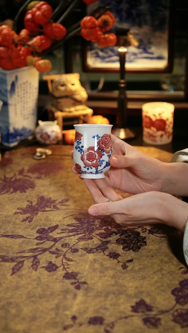 勤义堂 月季花手握杯