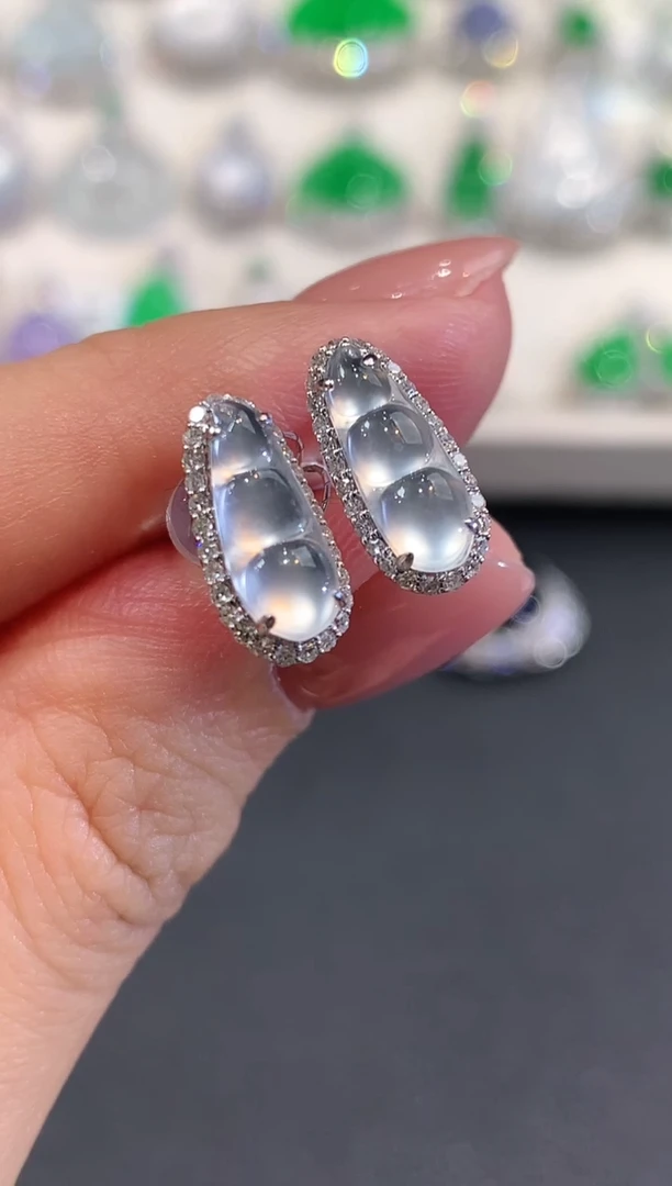 18K金镶嵌翡翠耳饰a97多样性一件发货