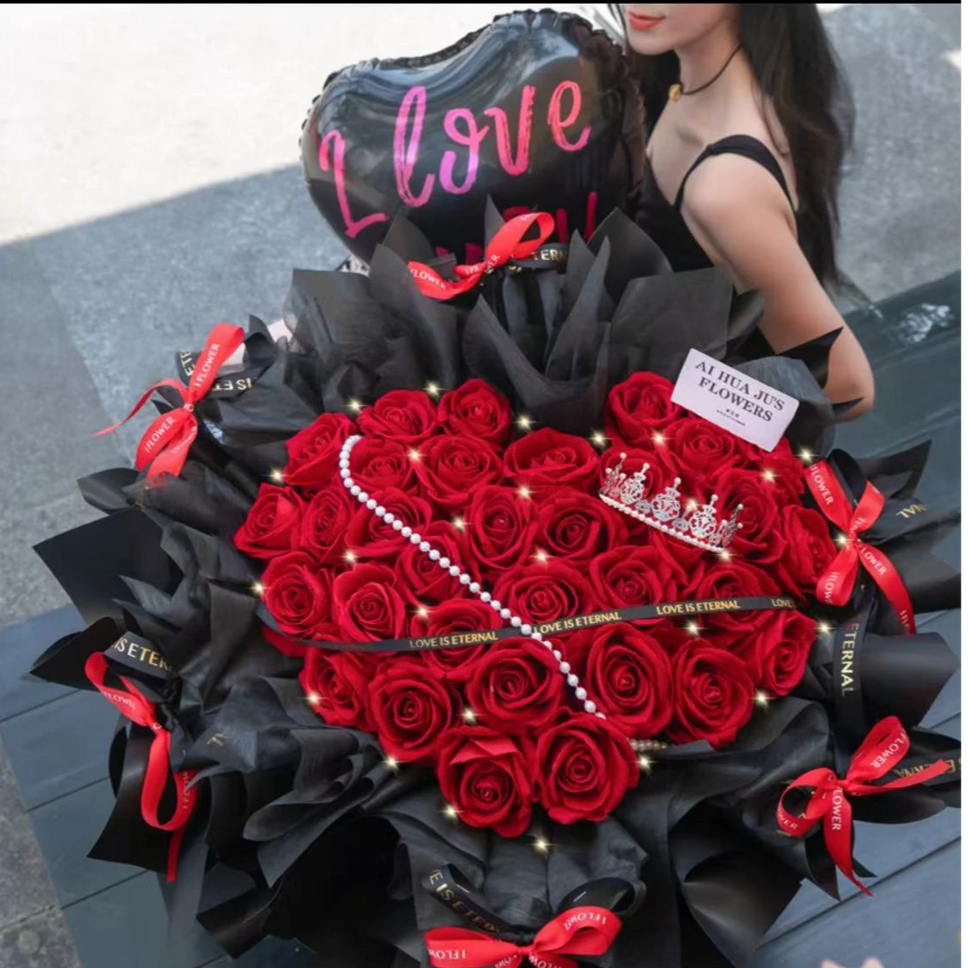 红玫瑰鲜花花束同城速递送女友恋人礼物