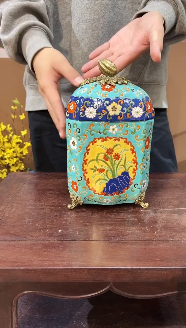 陶瓷陶瓷插花果盘青花瓷摆件03