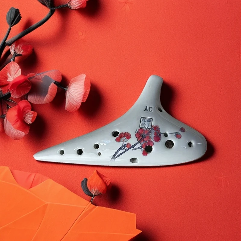 陶笛部落12孔雕刻款红梅