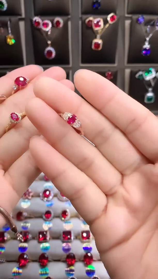 【闪购商品】红宝石戒指银S925镶嵌玫瑰金