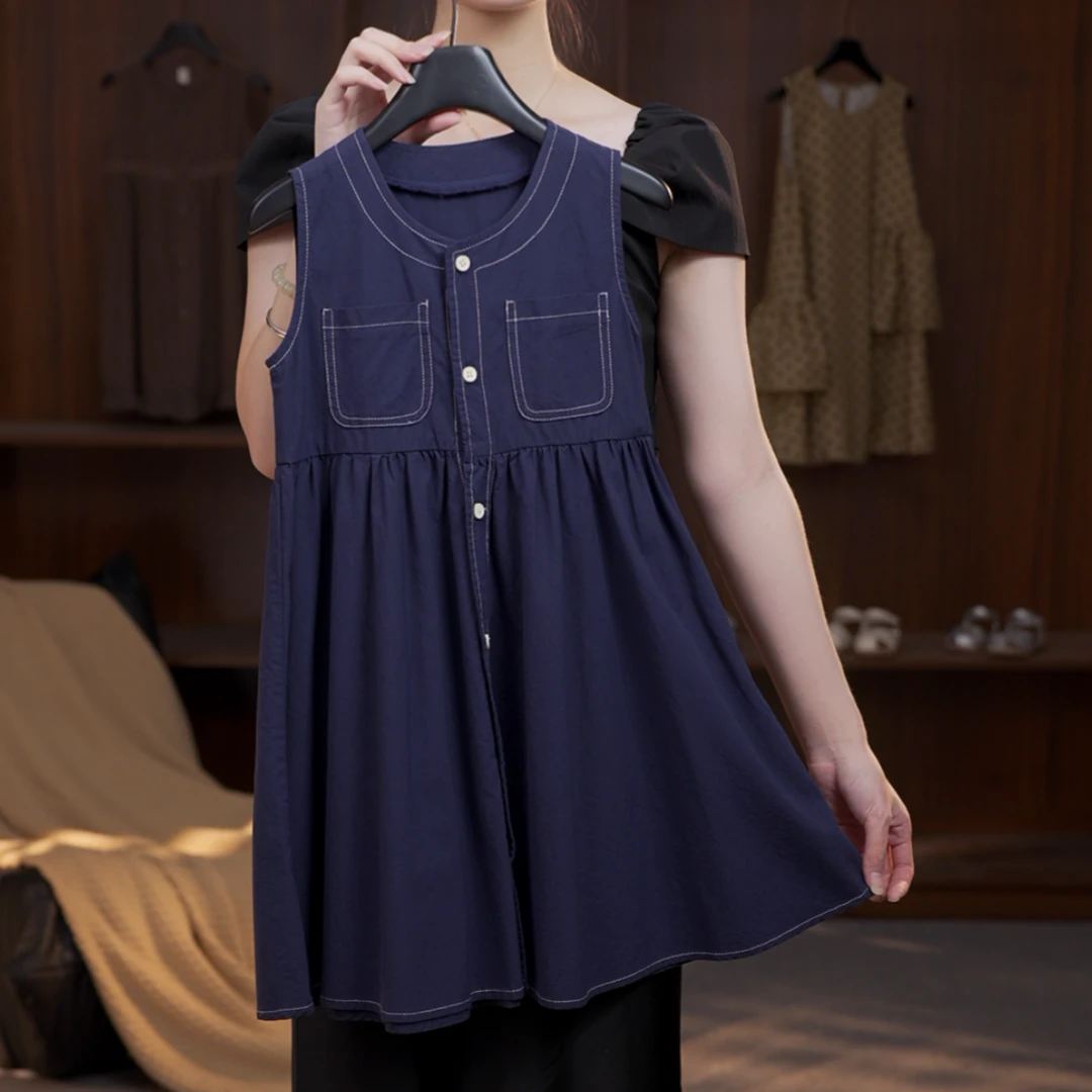 2025新款C设计师款连衣裙女童简约夏装亲子无袖裙原版原创251120