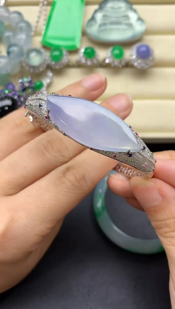 翡翠手镯18K金镶嵌548-中国好珍宝