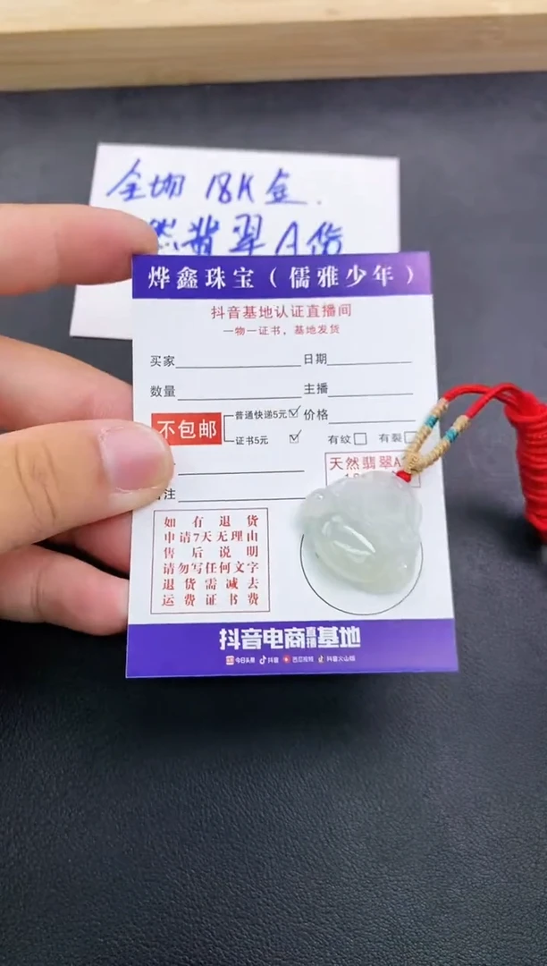 颈饰未镶嵌翡翠天然翡翠A货赠皮绳