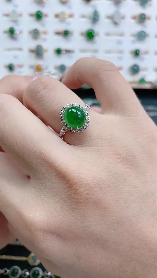 银S925镶嵌戒指翡翠天然翡翠