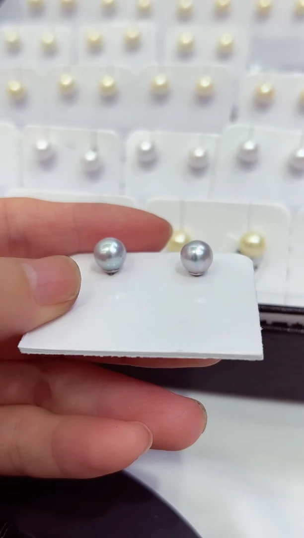 未镶嵌耳钉海水珍珠真多麻7-8定99总150