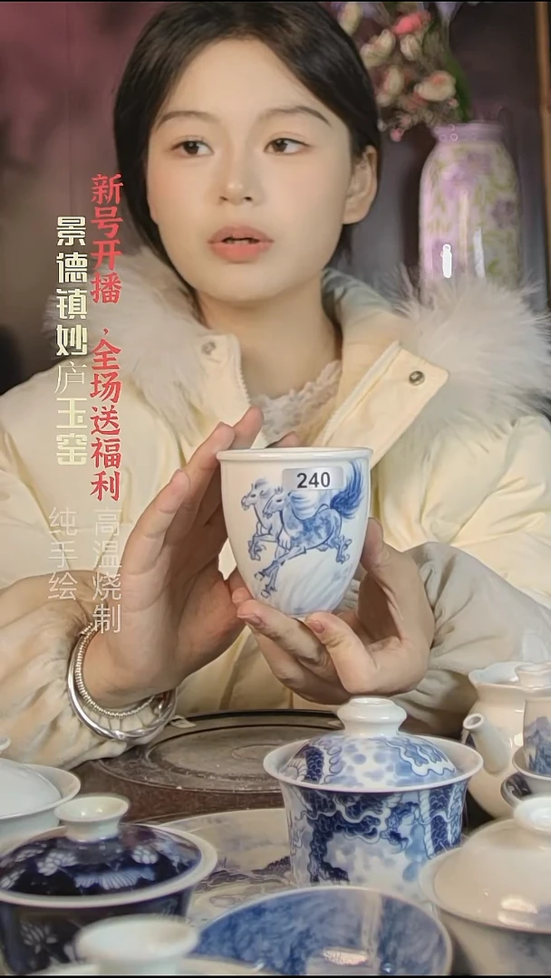 盘陶妙庐玉窑手握缸杯240