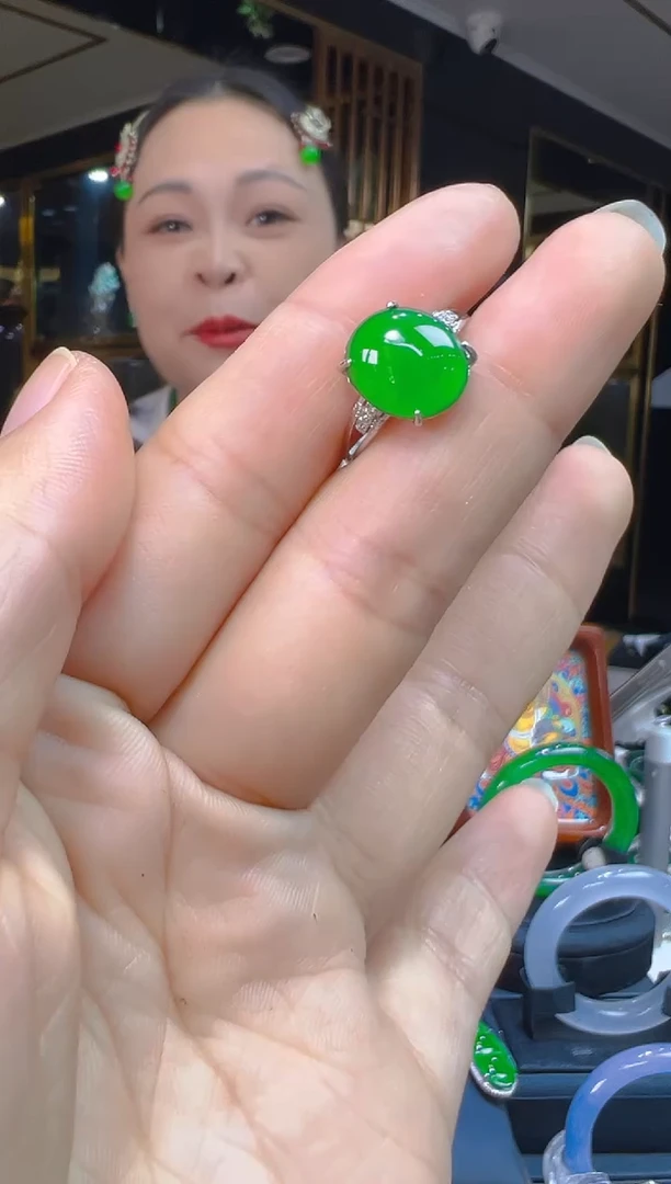 银S925镶嵌戒指翡翠011(多样性发货发其一)