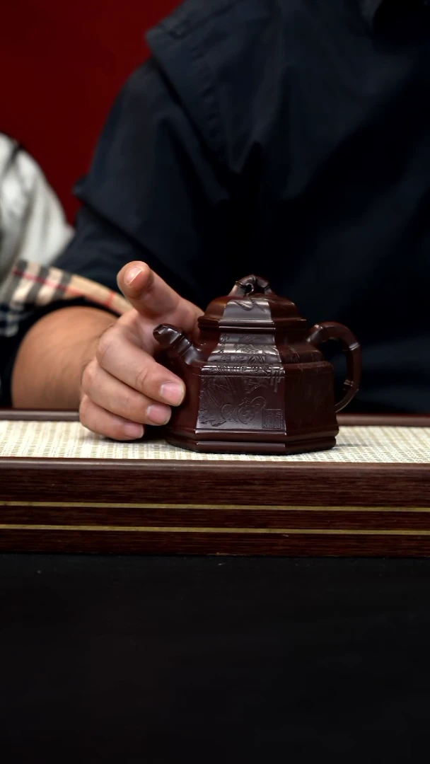 茶壶紫砂71 谈俊祥 老紫泥 六方竹鼎 260cc