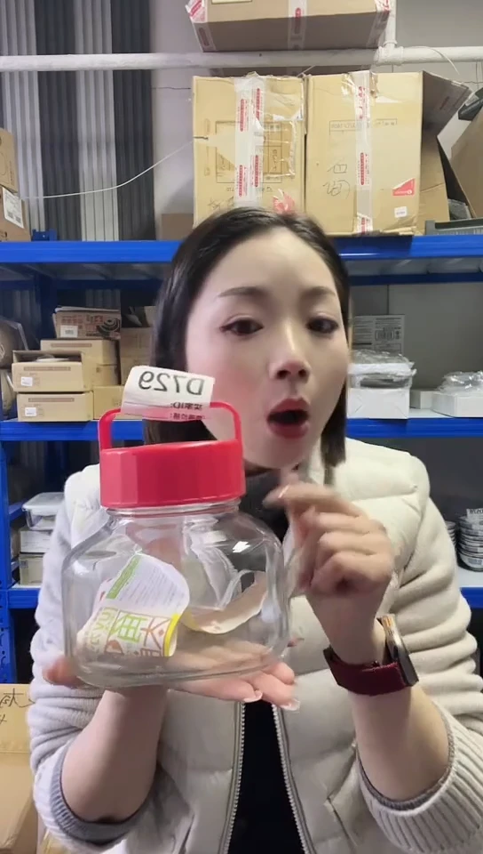 【闪购商品】瓷片土耳其进口百货1L储物罐 红色盖D729