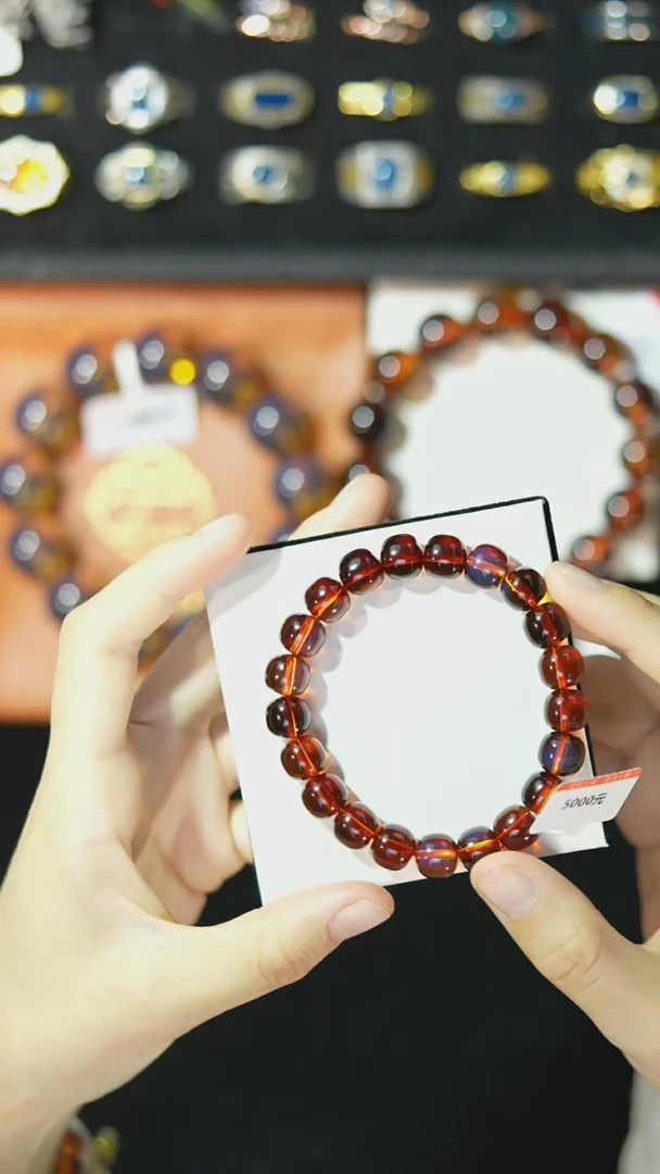 【闪购商品】琥珀裸石未镶嵌10mm红蓝老型单圈馆藏