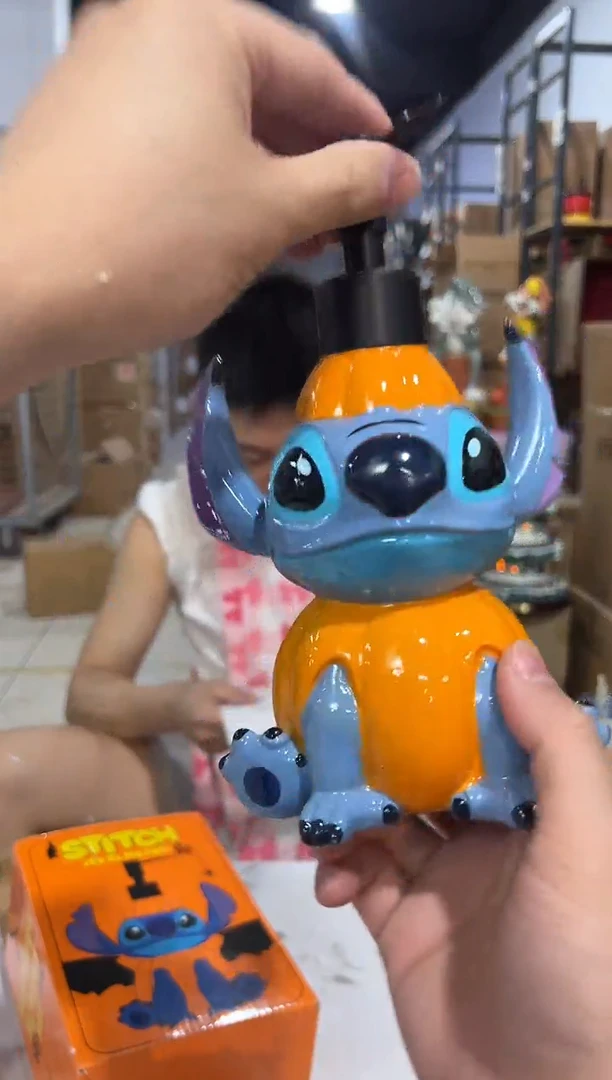 瓷片树脂原盒万圣节史迪仔南瓜按压瓶