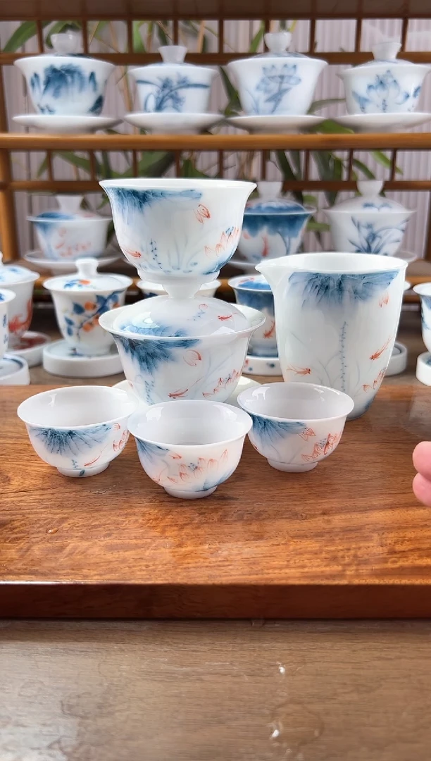 全品高冰蓝莲150ml三才+压手杯+小和顺杯3个+公道杯