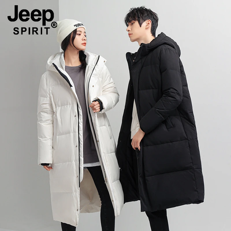 JEEPSPIRIT吉普冬季新款长款羽绒服过膝男士保暖加厚连帽外套男款