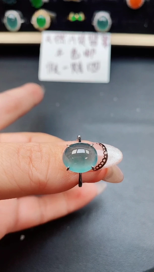 翡翠戒指银S925镶嵌508005