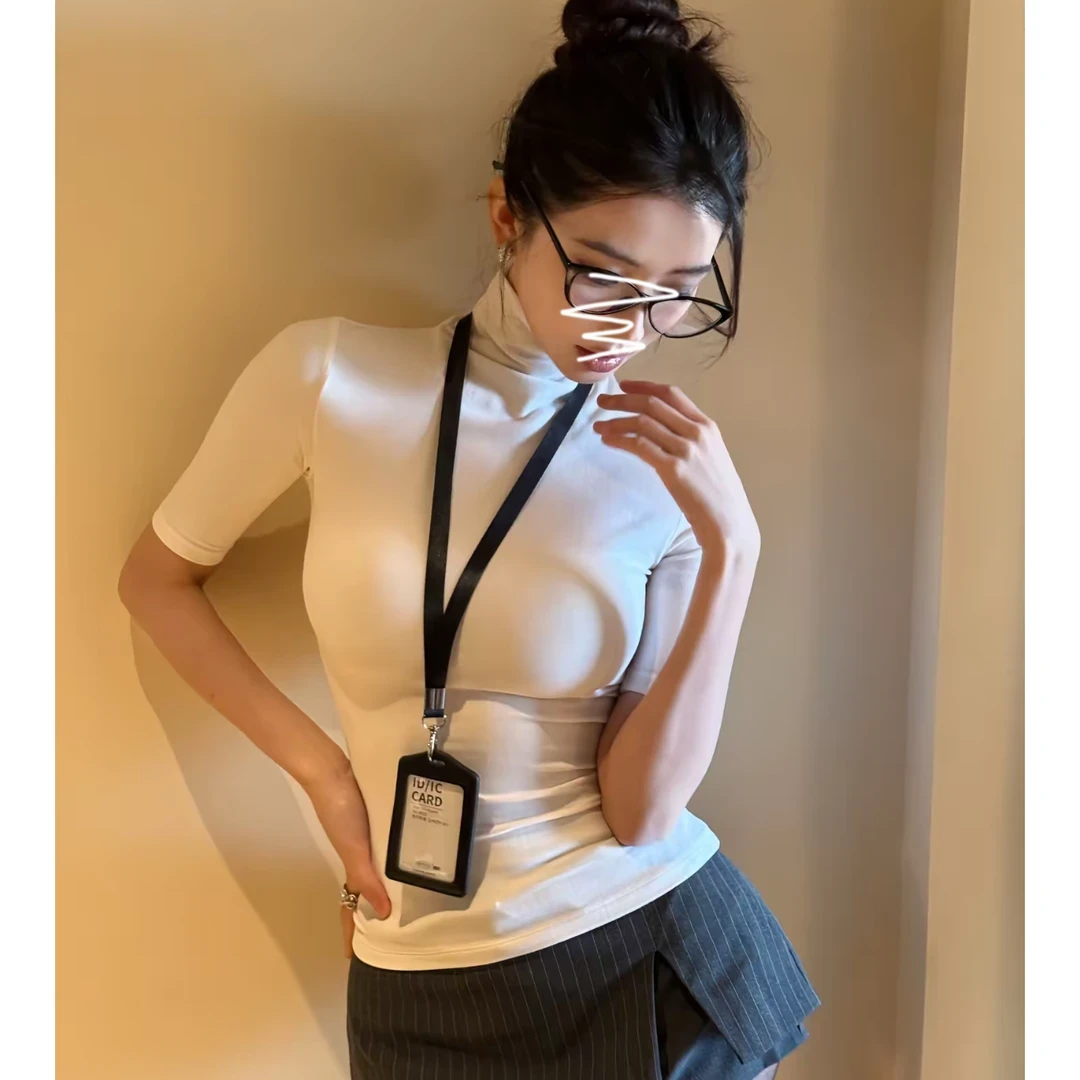 张婧仪同款~纯欲性感辣妹中袖打底衫夏季修身百搭莫代尔上衣ins潮