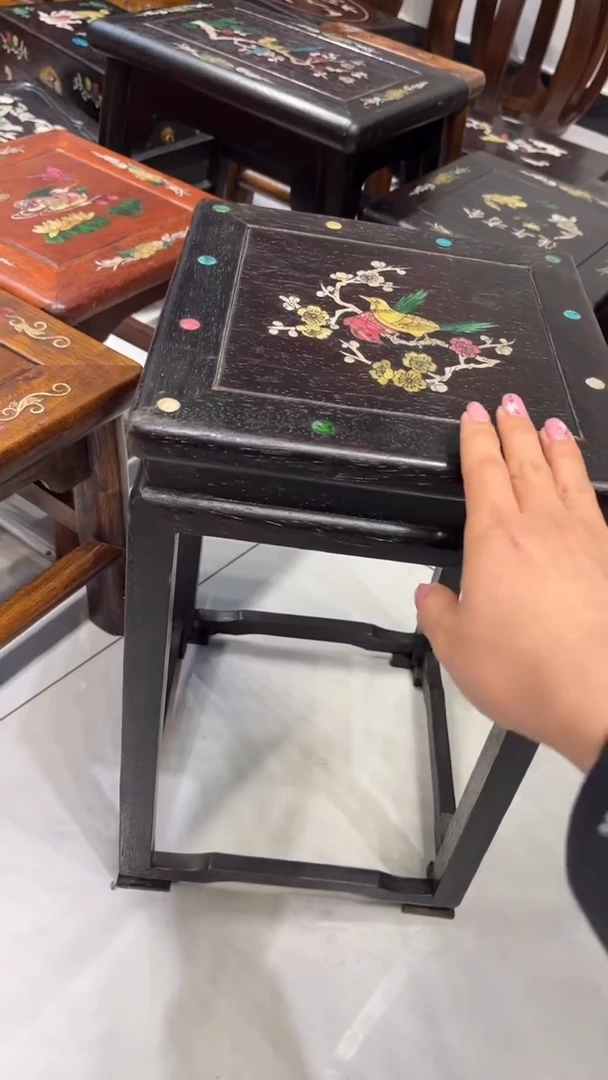 【闪购商品】木鸟踏花枝螺钿花几