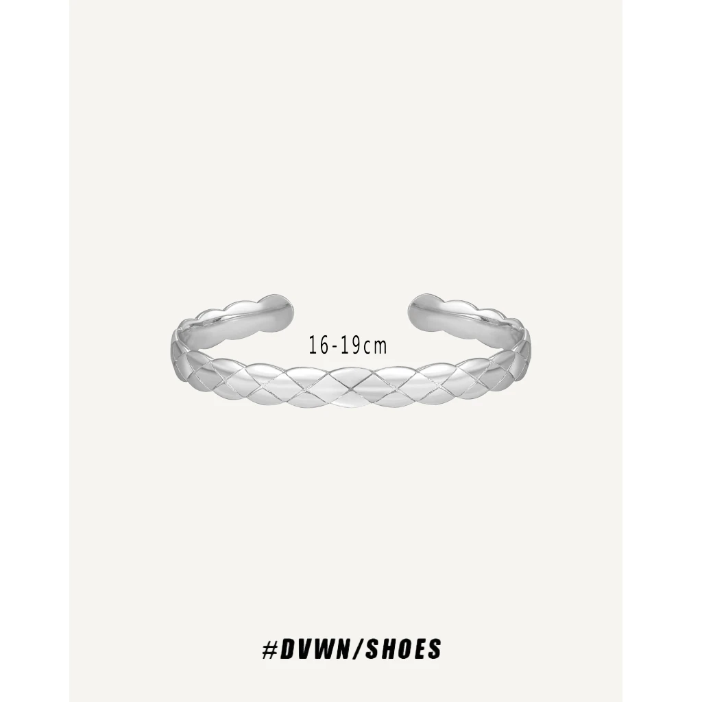 铜合金合成锆石手镯 【DWANG妹妹设计】菱格纹开口手镯