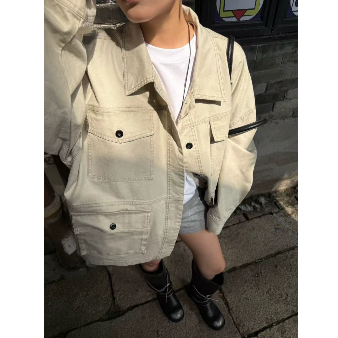 【清】2025秋季新款复古水洗牛仔外套女宽松休闲百搭工装夹克99099