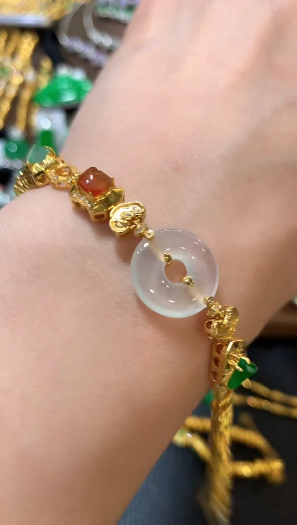 足金镶嵌手链翡翠n45多样性一件发货