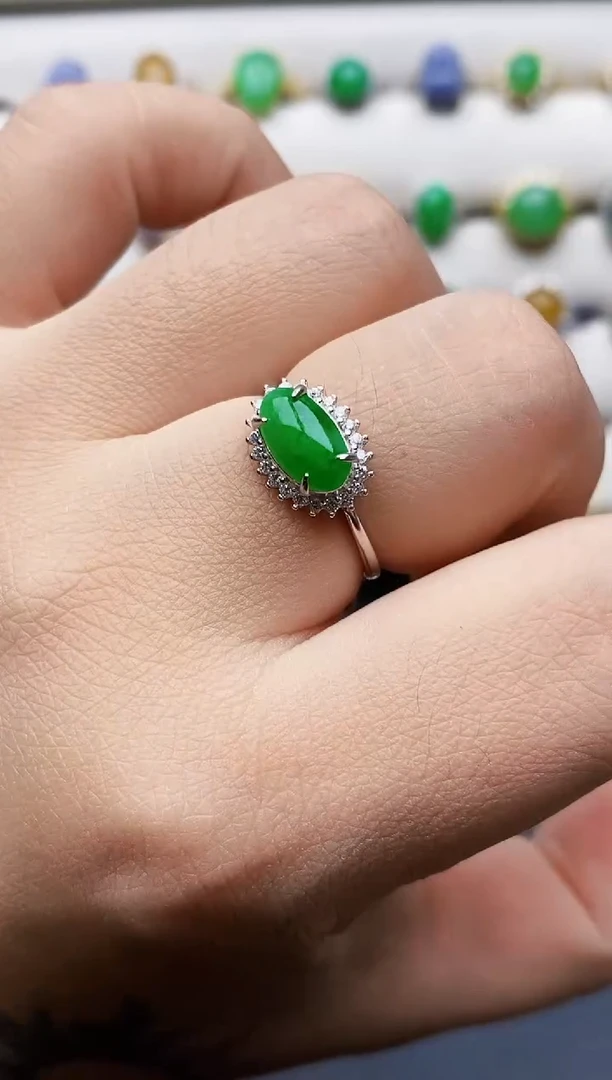 银S925镶嵌戒指翡翠1142