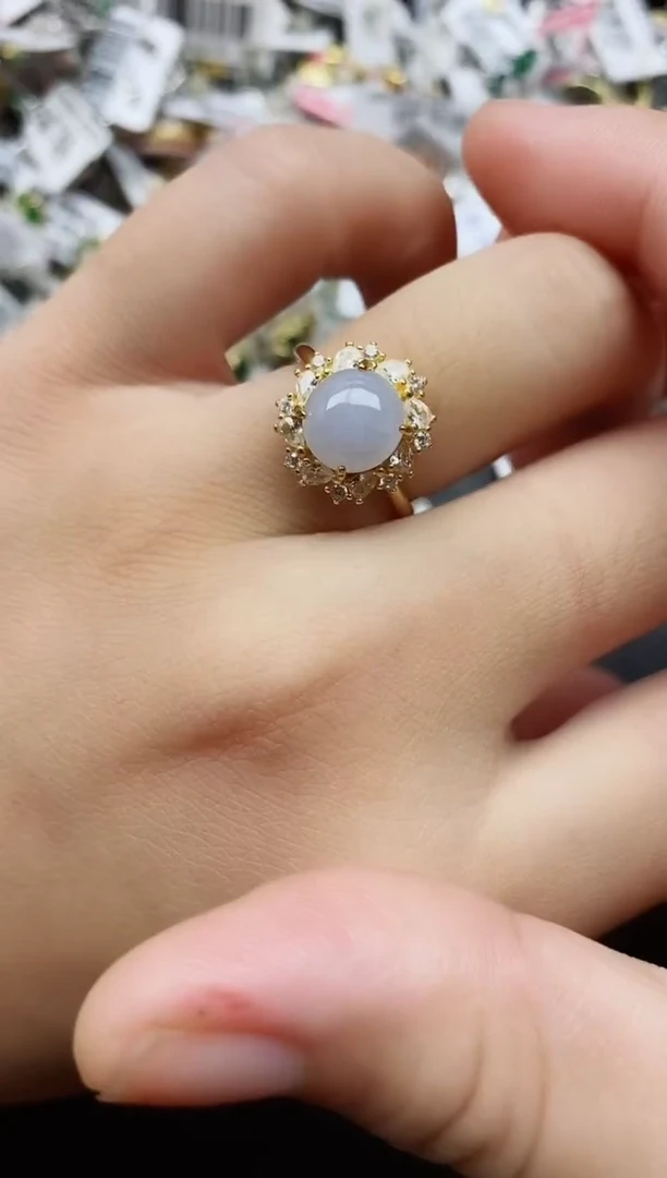 银S925镶嵌戒指翡翠1