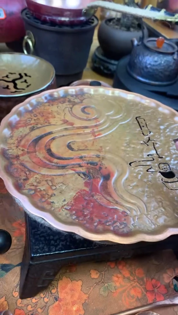 紫铜祥云撞色壶承