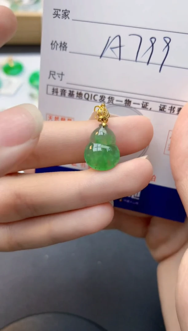 颈饰18K金镶嵌翡翠天然缅甸A货翡翠百元以上9元证书费自理